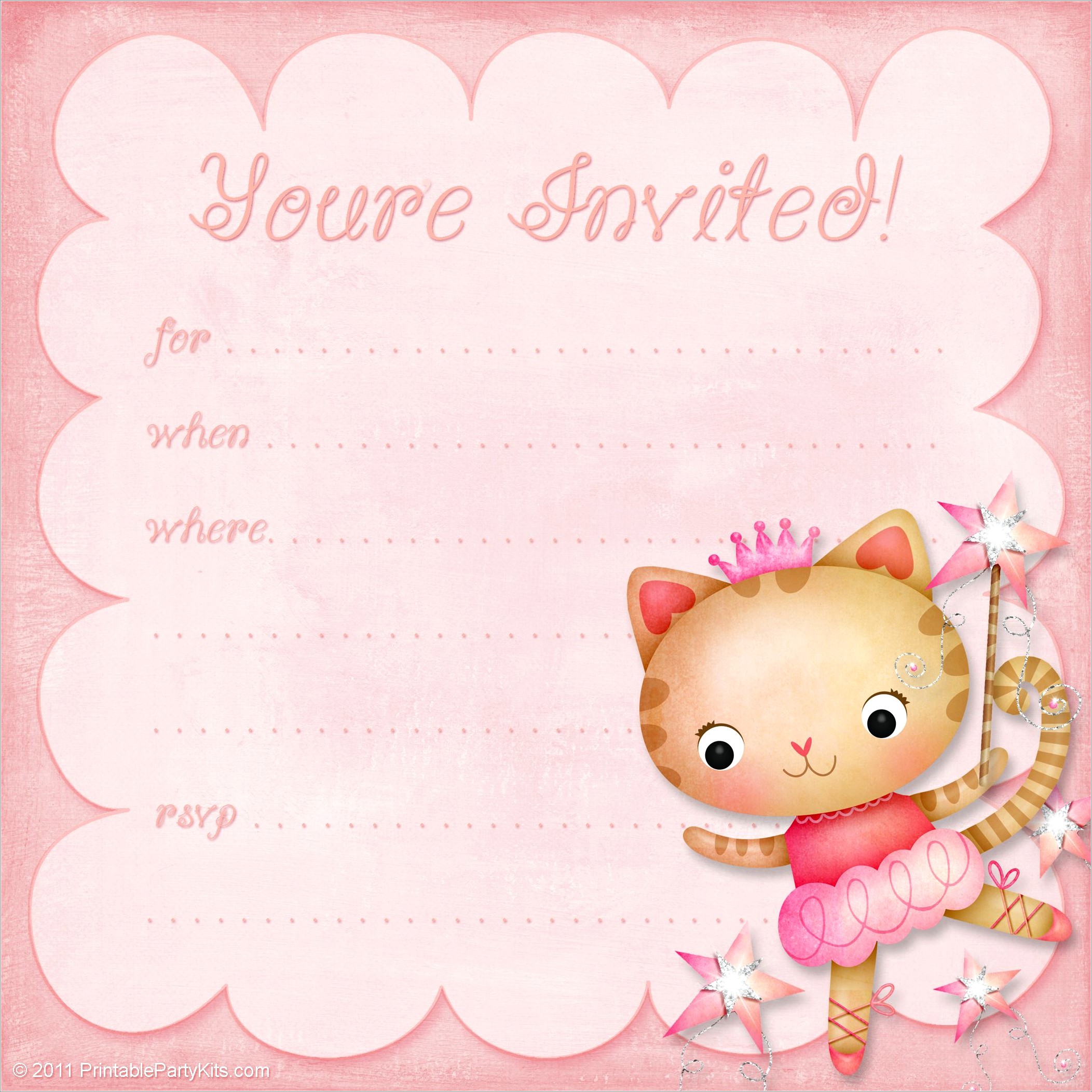 Cat Birthday Invitations Free Printable