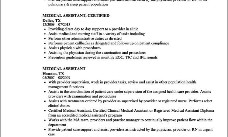 Certified Medical Assistant Resumesexamples