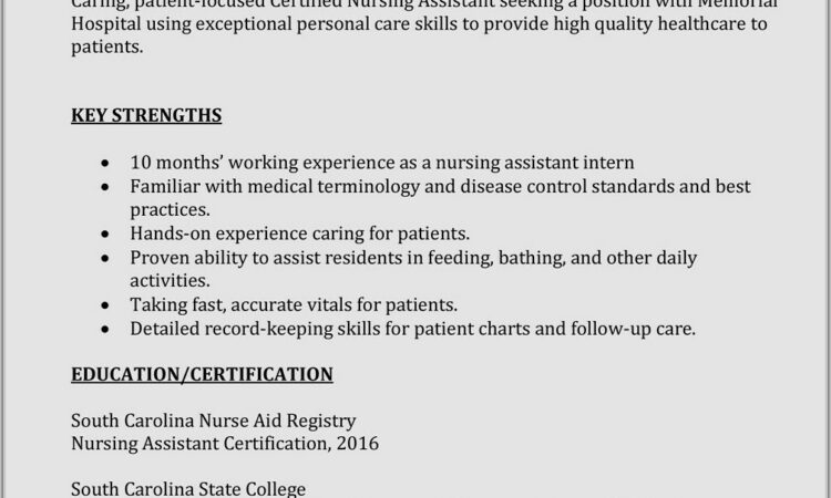 Certified Nursing Assistant Resume Objective Examples