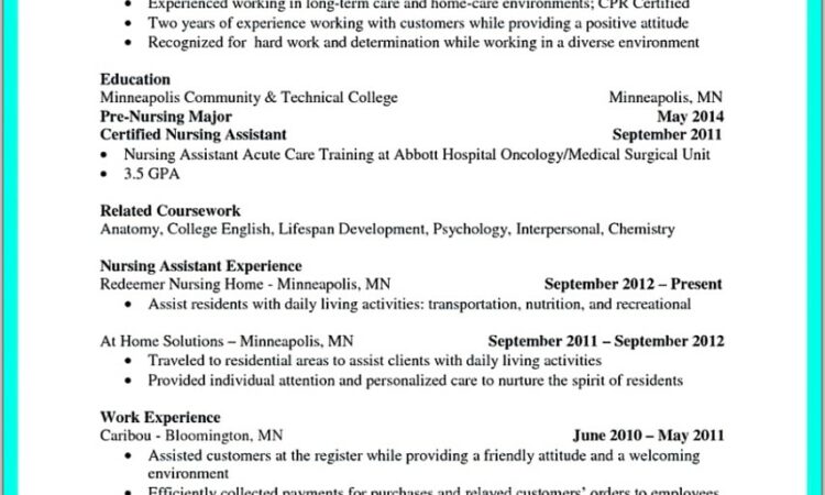 Certified Nursing Assistant Resume Samples