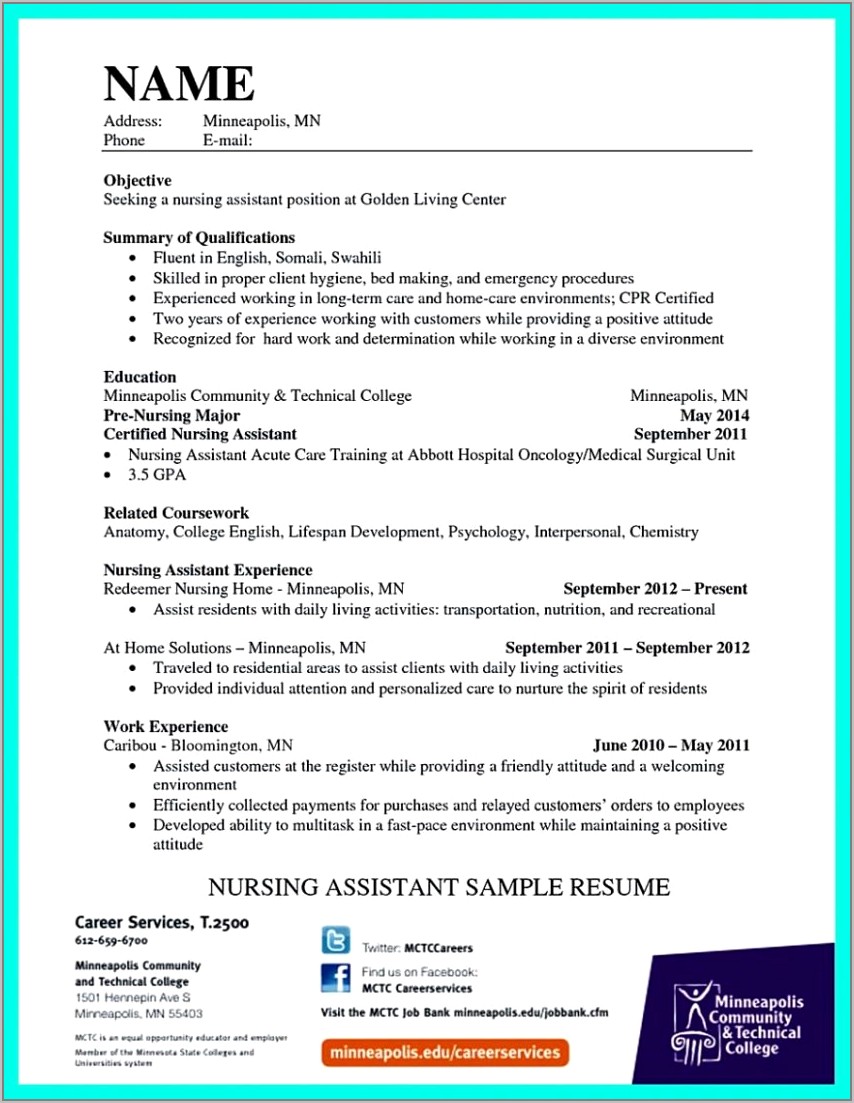 Certified Nursing Assistant Resume Samples