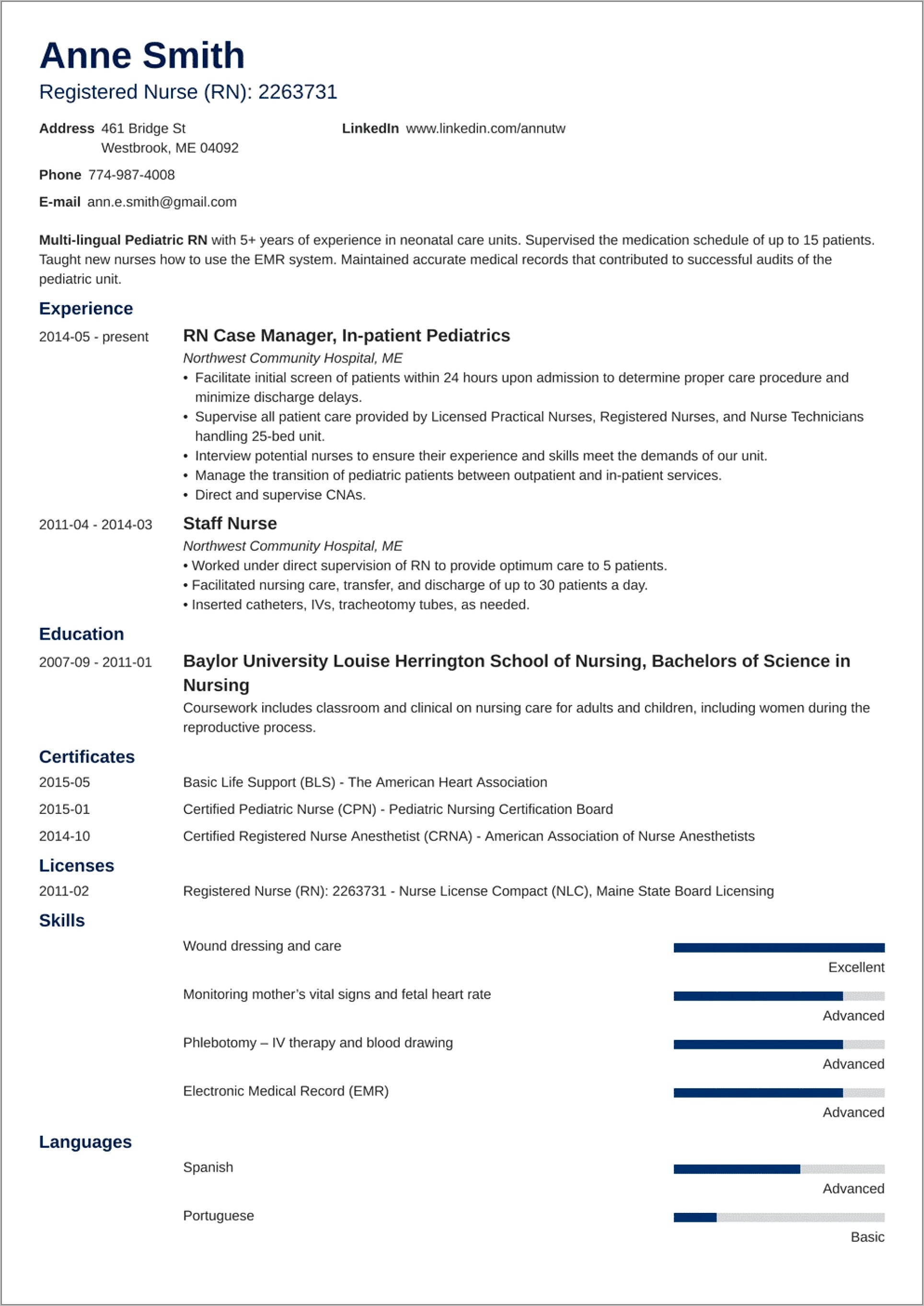 Certified Nursing Assistant Resume Template