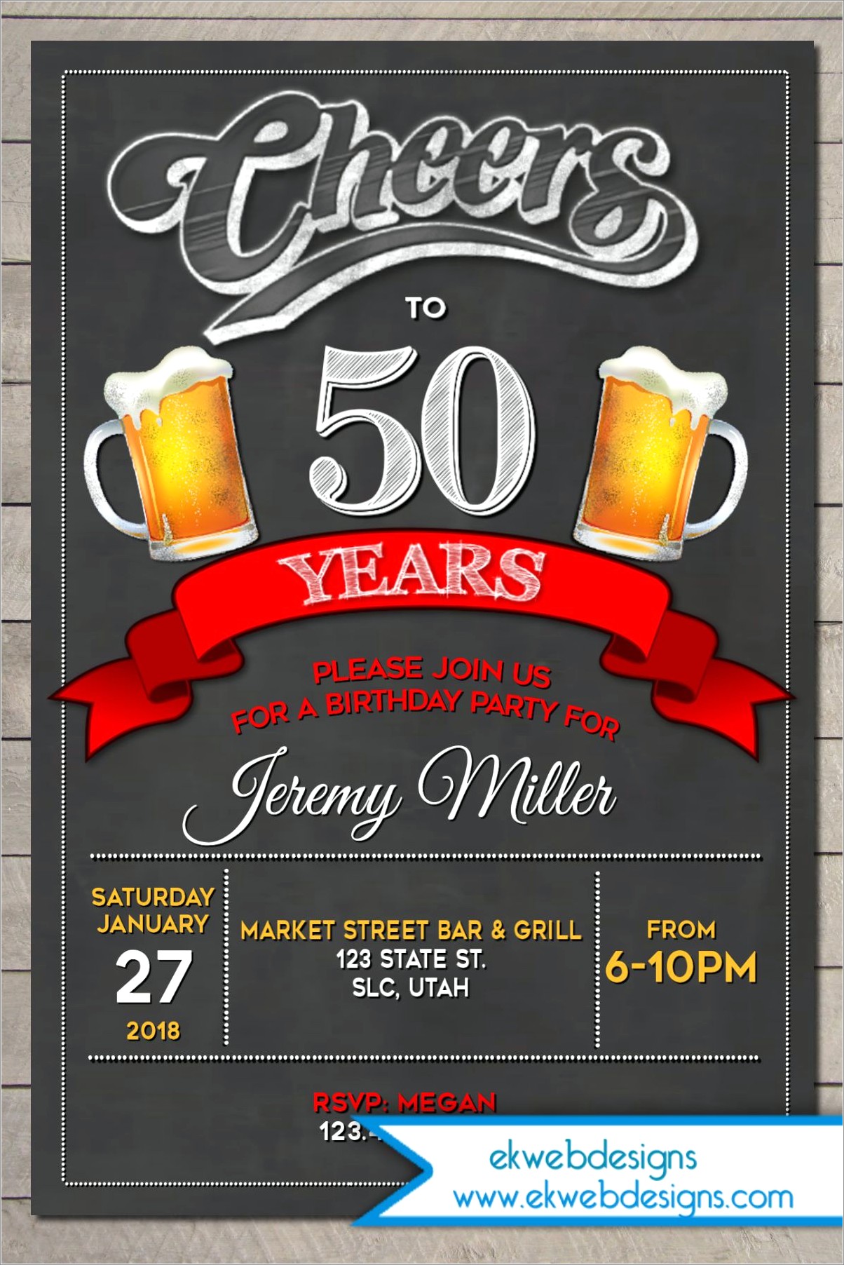 Cheers And Beers Birthday Invitation