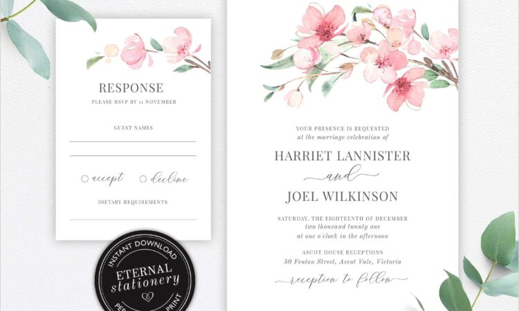 Cherry Blossom Wedding Invitation Template