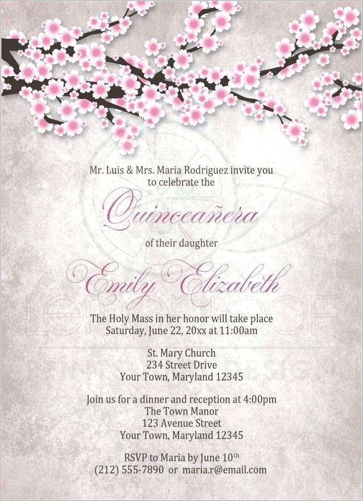 Cherry Blossom Wedding Invitations Templates Free