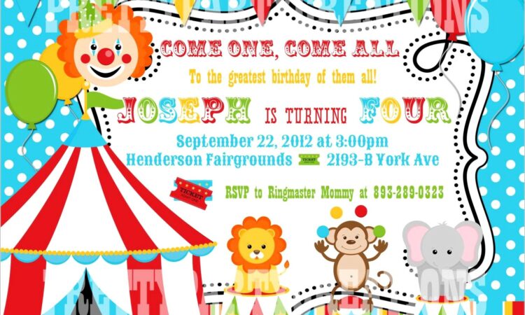 Circus Birthday Invitations Free