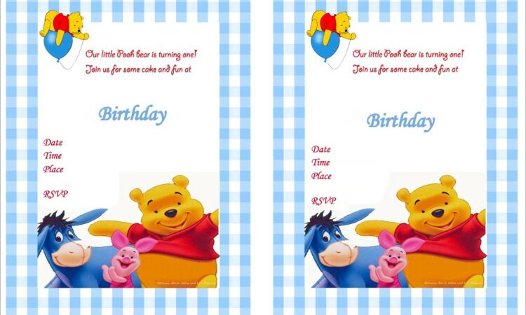 Classic Winnie The Pooh Birthday Invitations