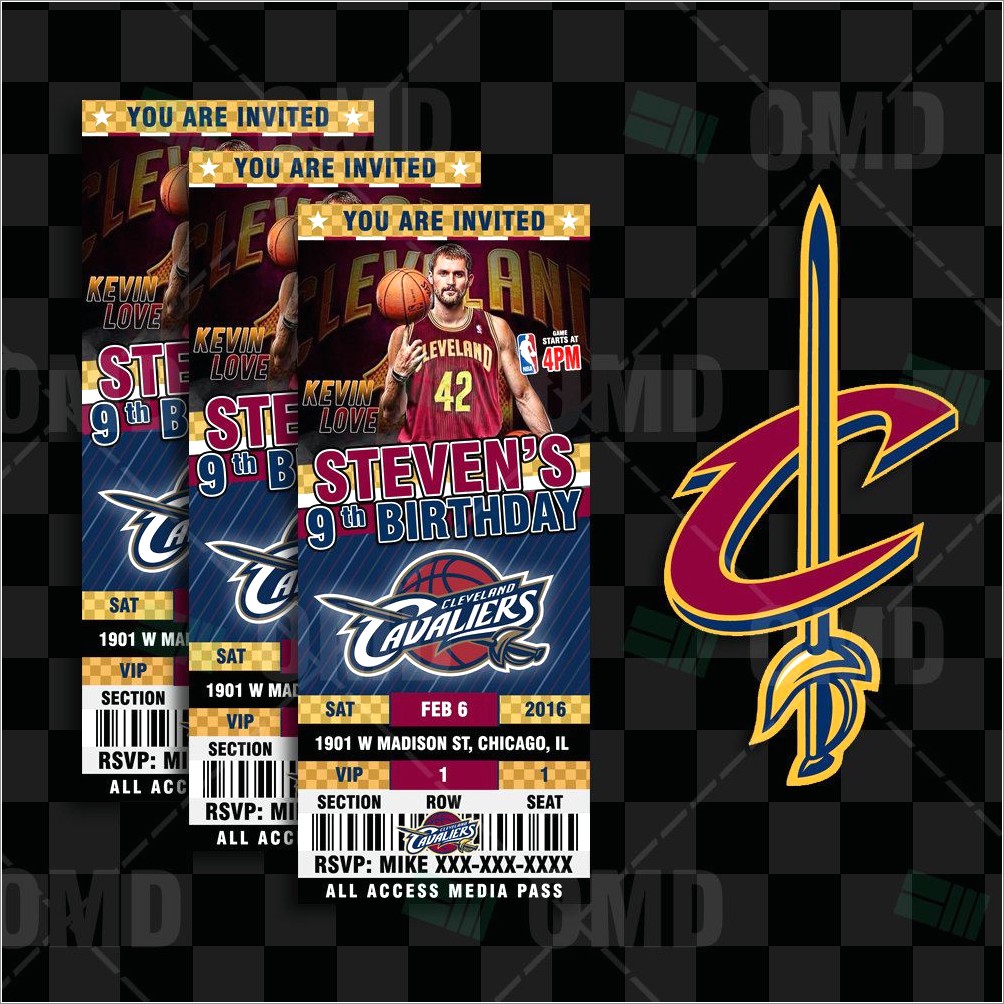 Cleveland Cavaliers Birthday Invitations