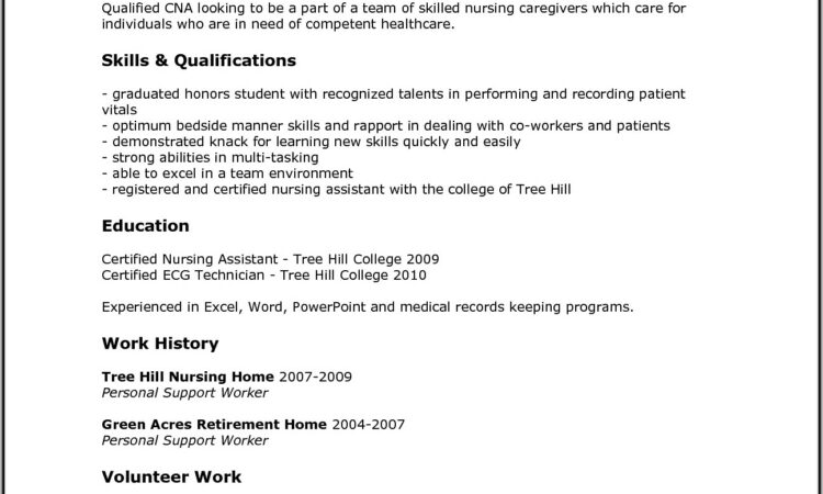 Cna Resume Template Free