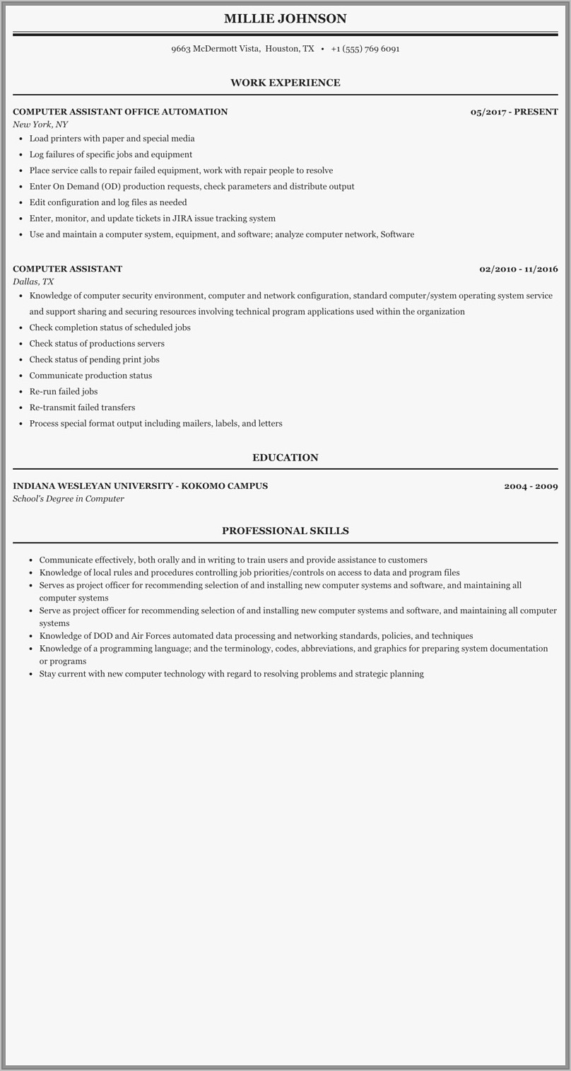 Computer Technician Skills List Resume