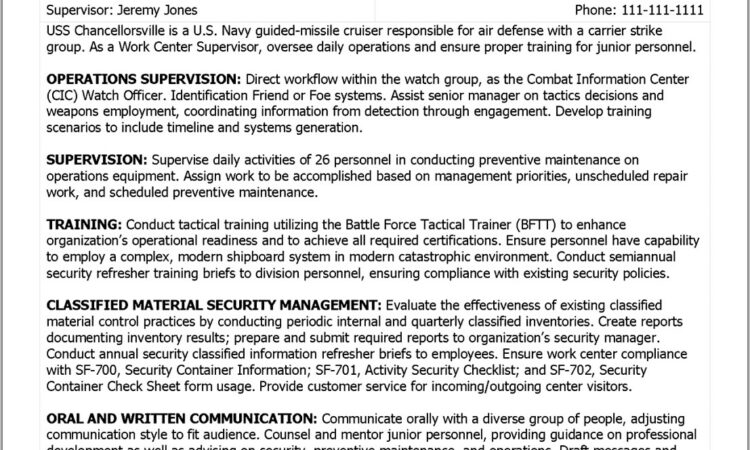 Convert Military Job To Civilian Resume