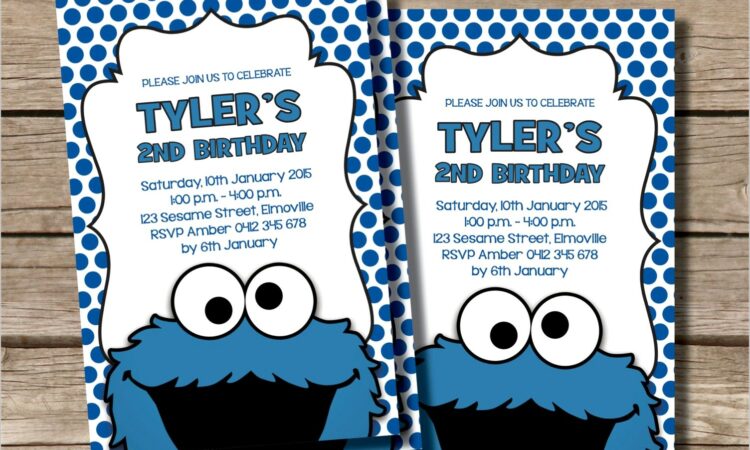 Cookie Monster Birthday Invitations Personalized