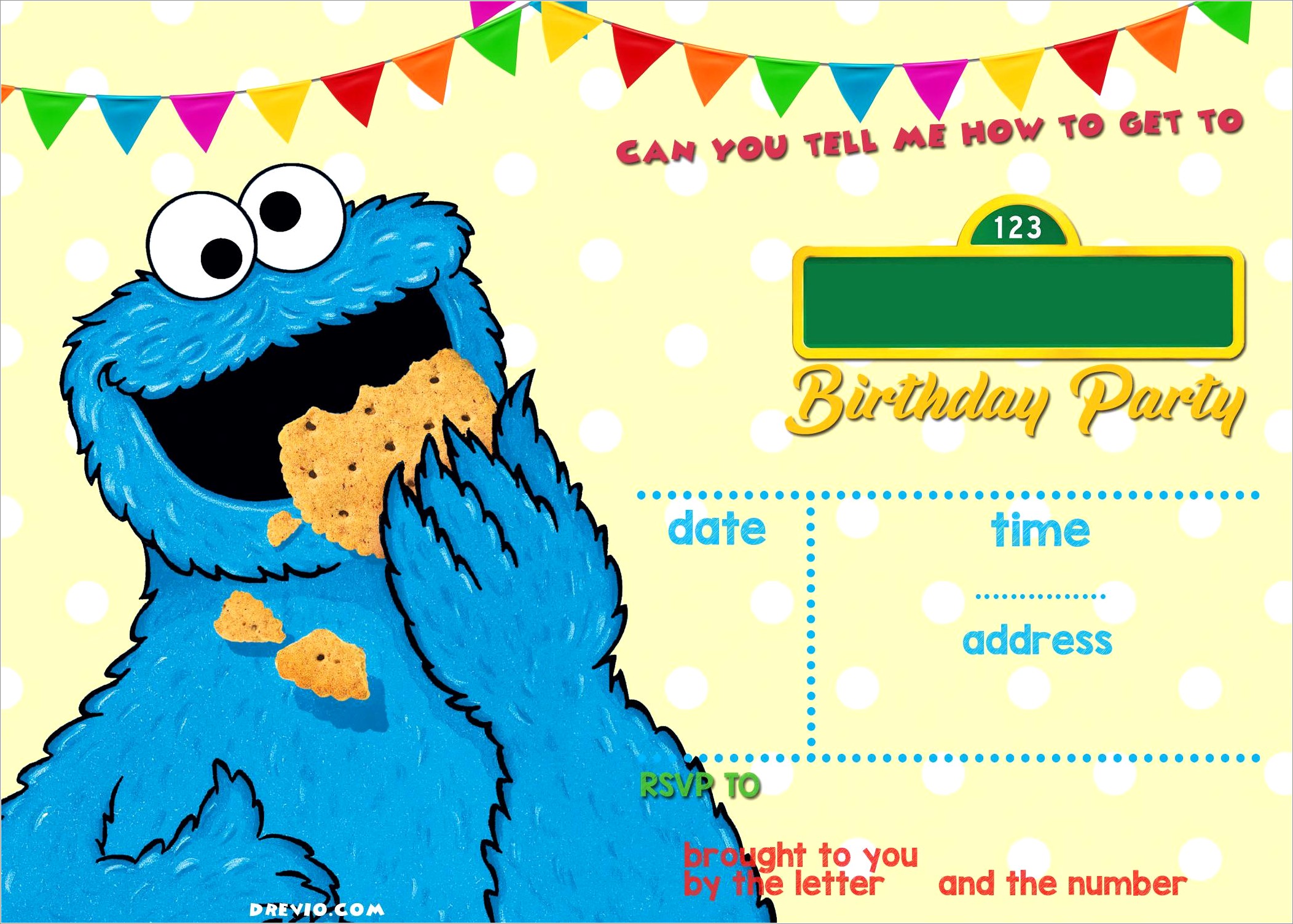 Cookie Monster Invitations Template