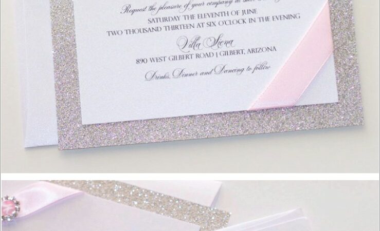 Coral And Silver Wedding Invitations