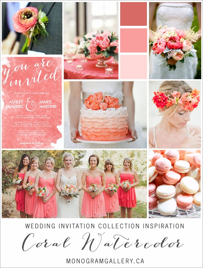 Coral Color Wedding Invitations