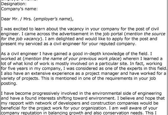 Cover Letter Examples For Resume Engineering