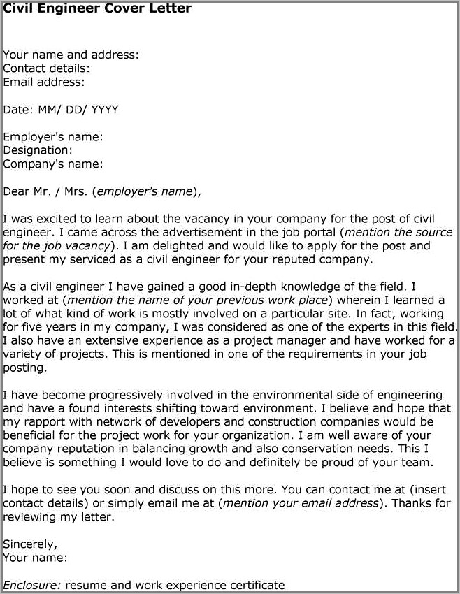 Cover Letter Examples For Resume Engineering
