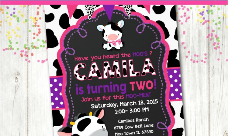 Cow Print Birthday Invitations