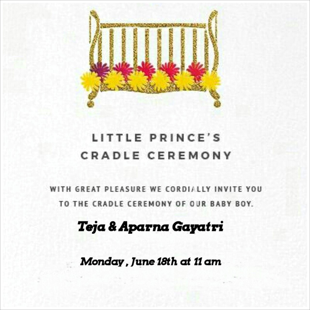 Cradle Ceremony Invitation In Telugu
