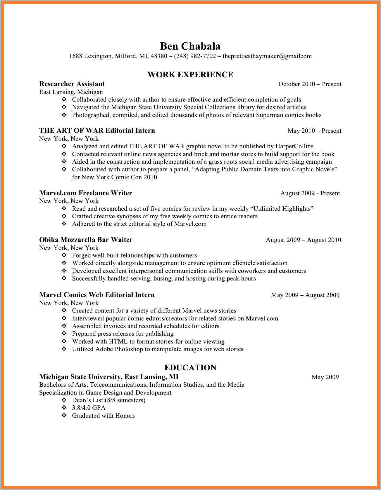 Create A Free Resume Online And Print