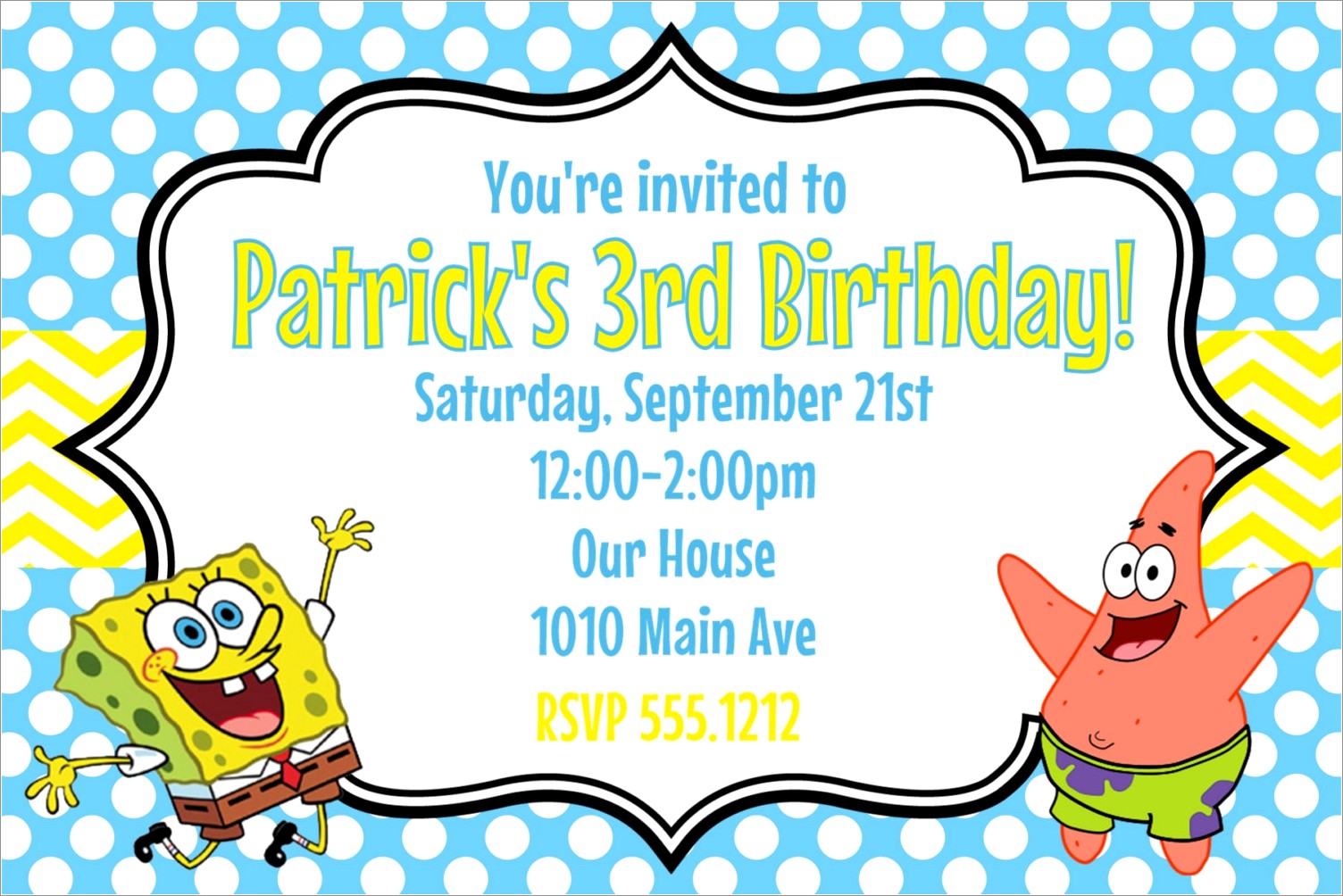 Create Your Own Spongebob Birthday Invitations