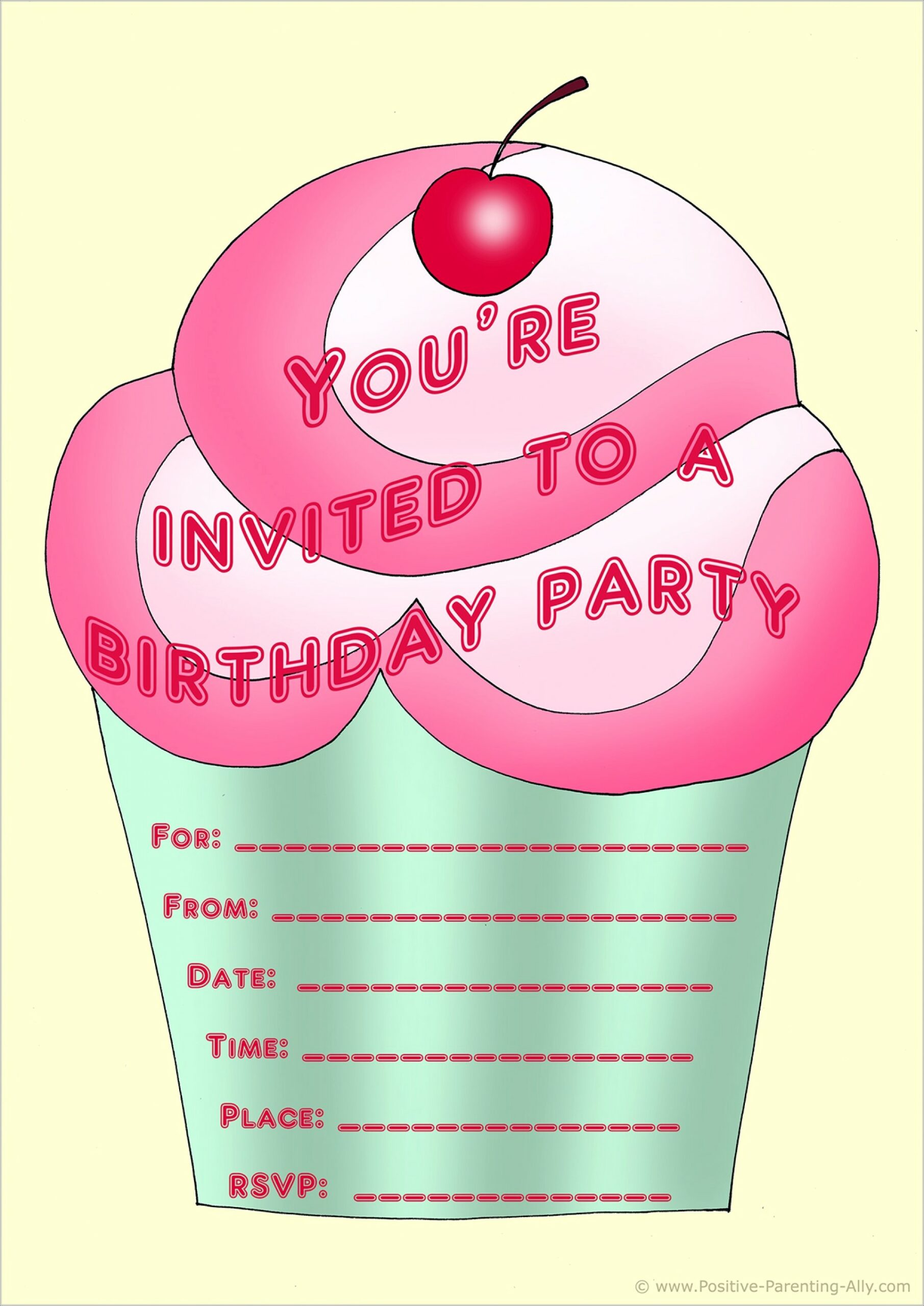 Cupcake Birthday Invitation Template