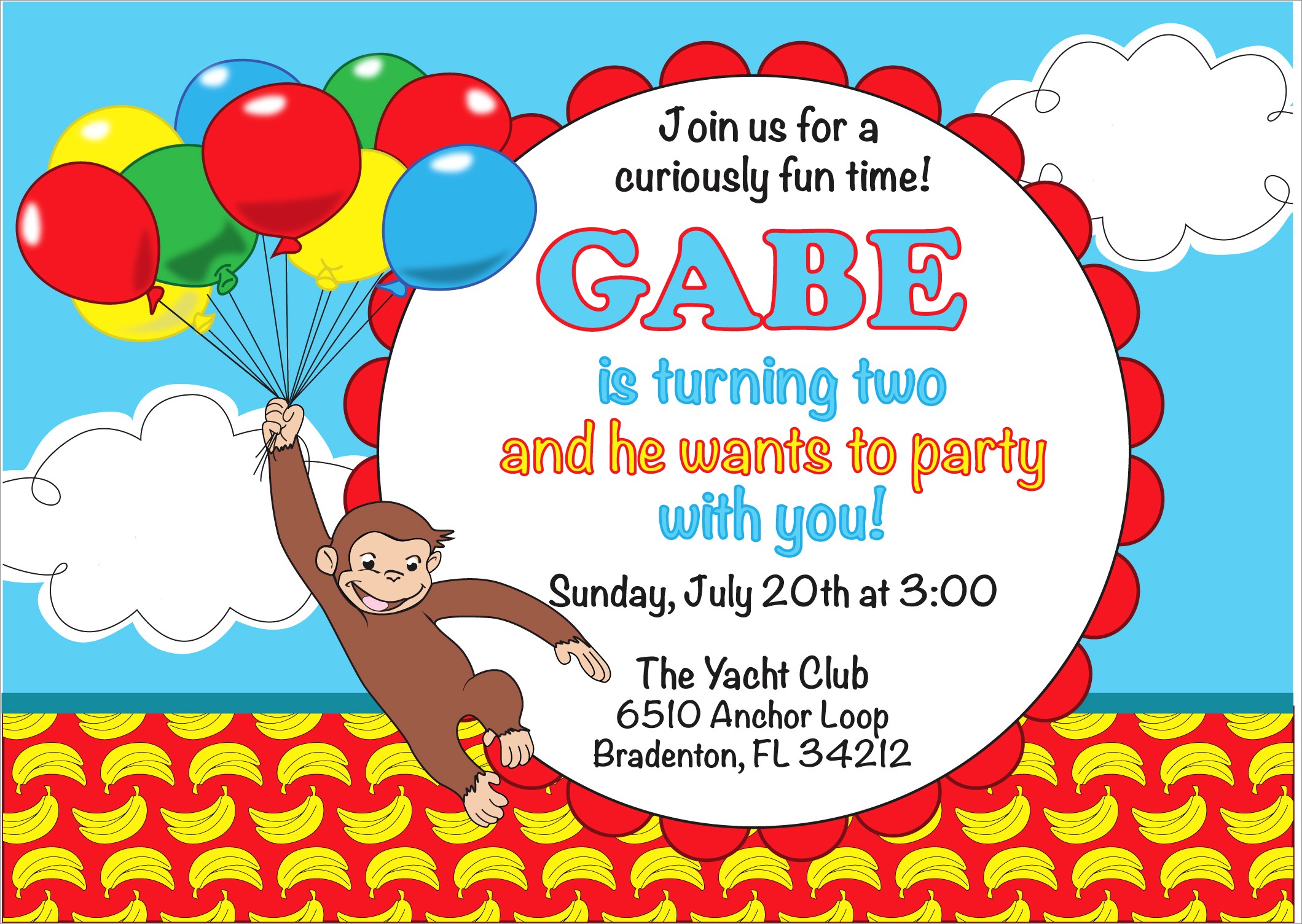 Curious George Birthday Invitations
