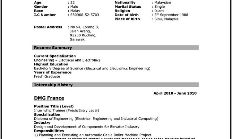 Curriculum Vitae Format Pdf Free Download