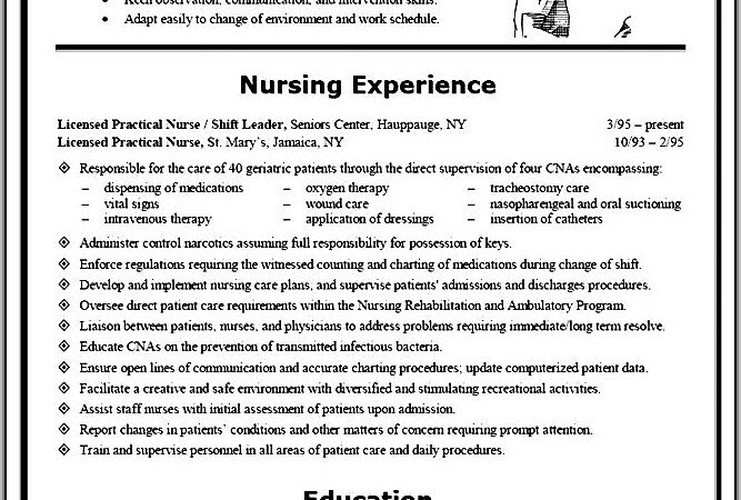 Curriculum Vitae Registered Nurse Sample