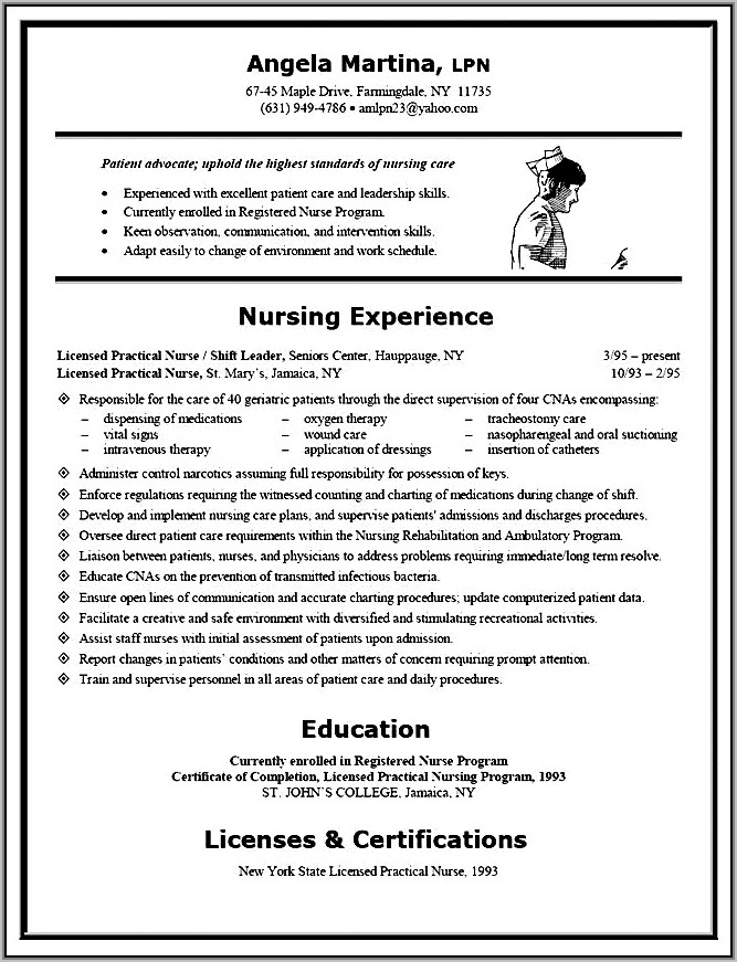 Curriculum Vitae Registered Nurse Sample