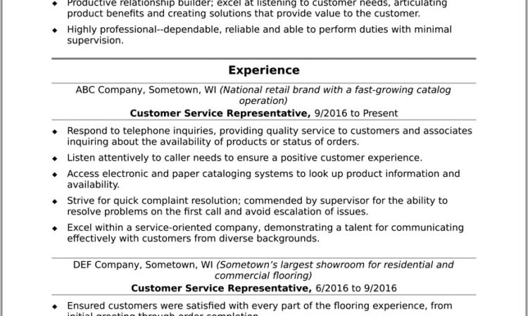 Customer Service Representative Resume Templates