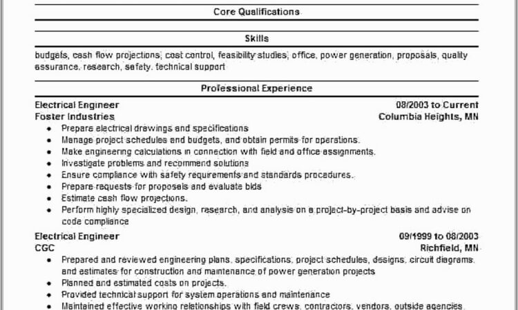 Cv Samples For Electrical Maintenance Engineers