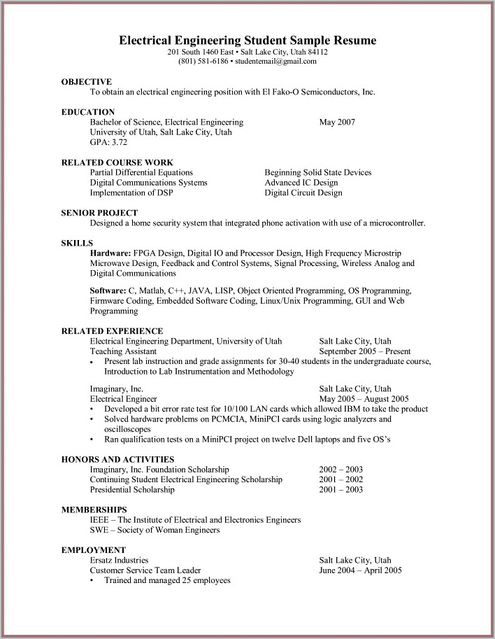 Cv Samples For Electrical Technician