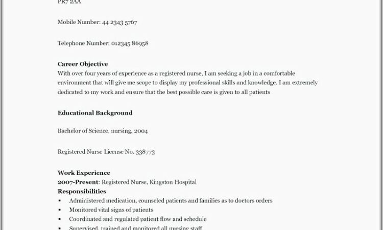 Cv Template For Nurses Download