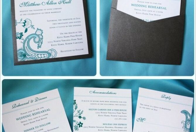 Dark Teal Wedding Invitations