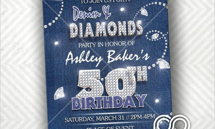 Denim And Diamonds Birthday Invitations