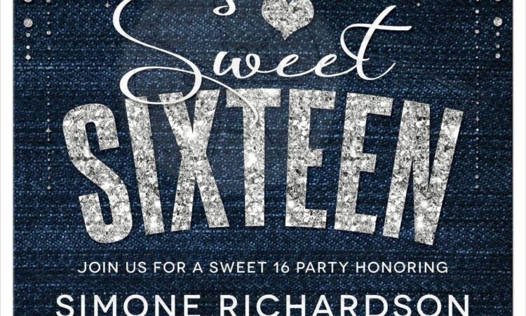 Denim And Diamonds Sweet 16 Invitations