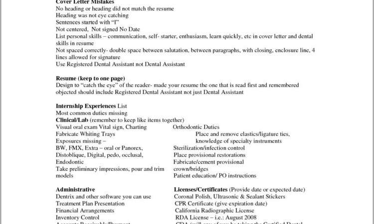 Dental Assistant Resume No Experience Examples