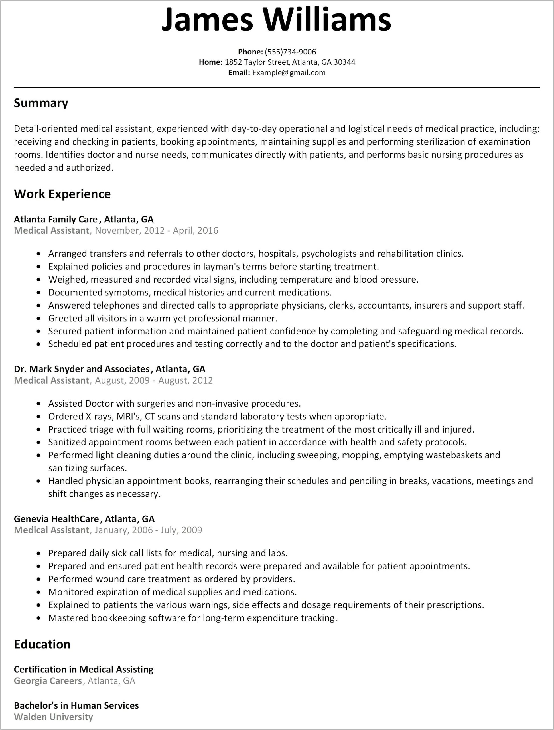 Dental Assistant Resume Template Microsoft Word