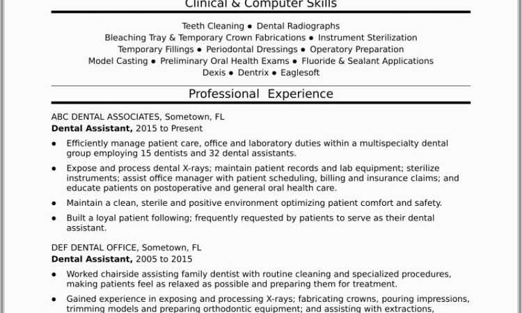 Dental Assistant Sample Resume Templates