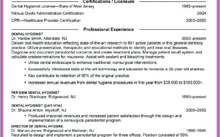 Dental Hygiene Resume Format