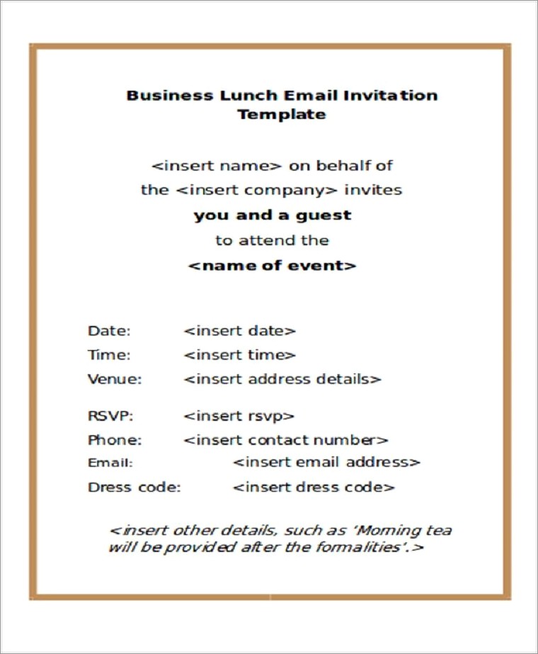 Dinner Invitation Email Template