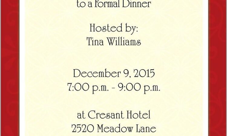 Dinner Invitation Template Free Download