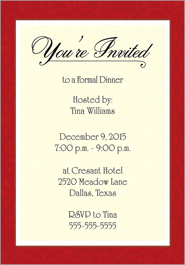 Dinner Invitation Template Free Download