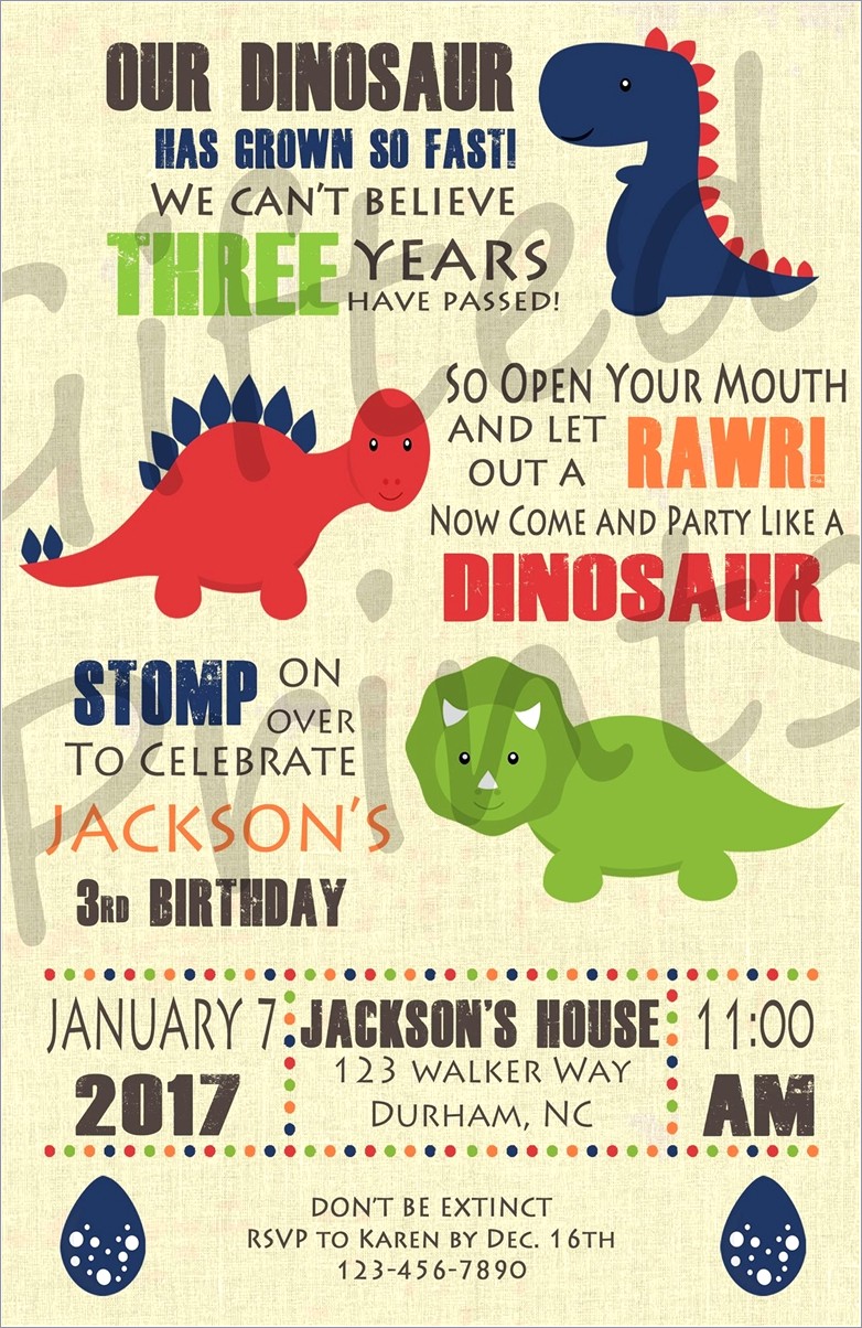Dinosaur Birthday Invitations With Photo
