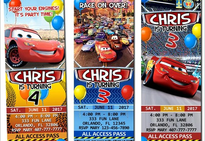 Disney Pixar Cars Birthday Invitations