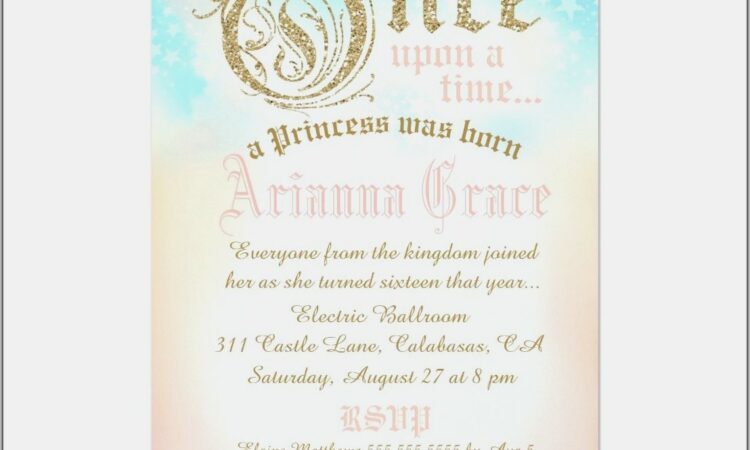 Disney Princess Invitation Card For Birthday Blank