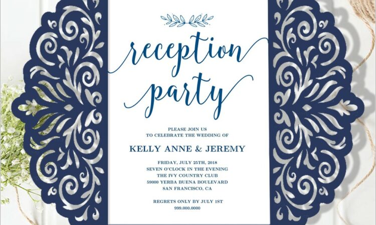 Diy Navy Blue Wedding Invitations