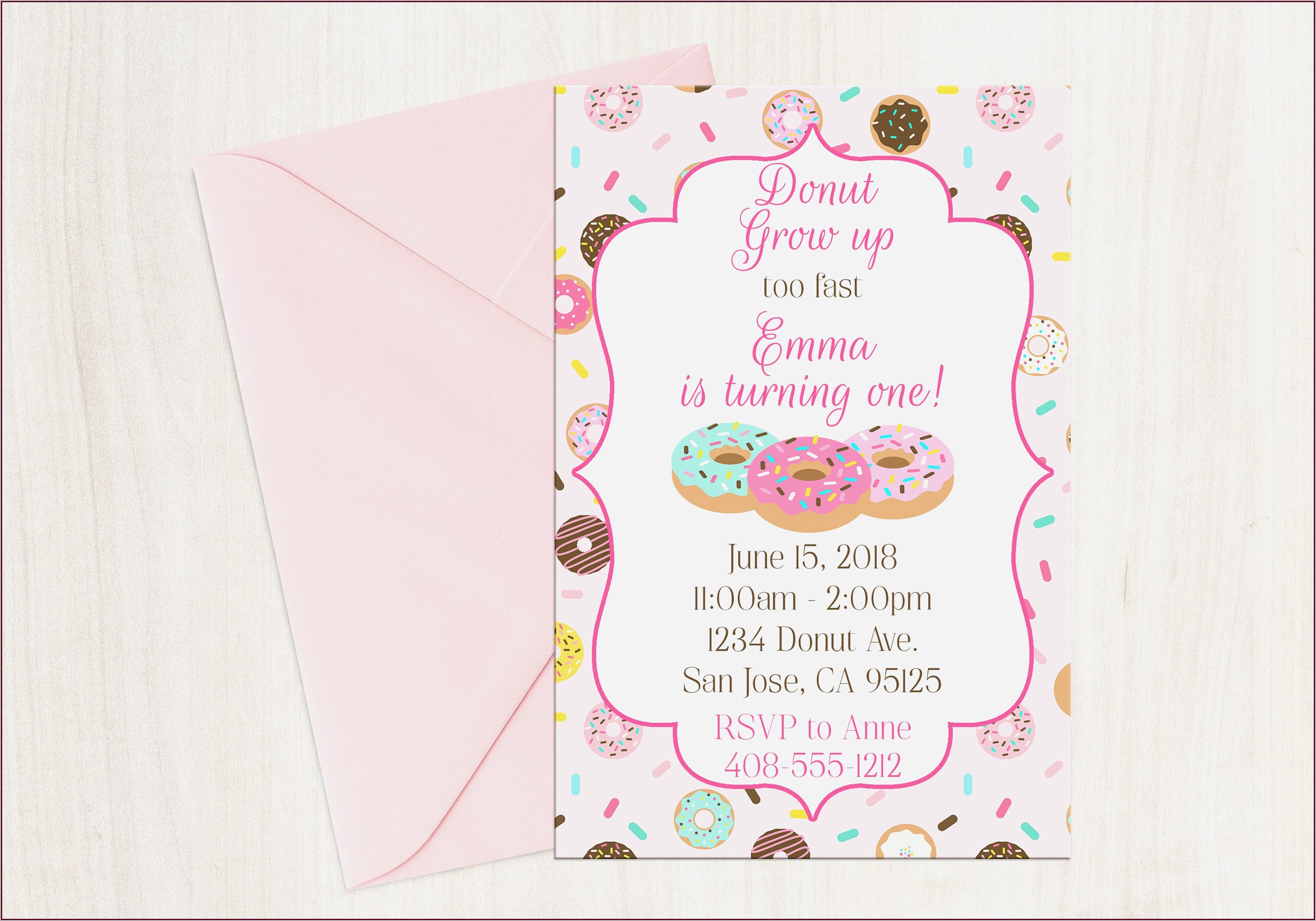 Donut Grow Up Invitation Template Free