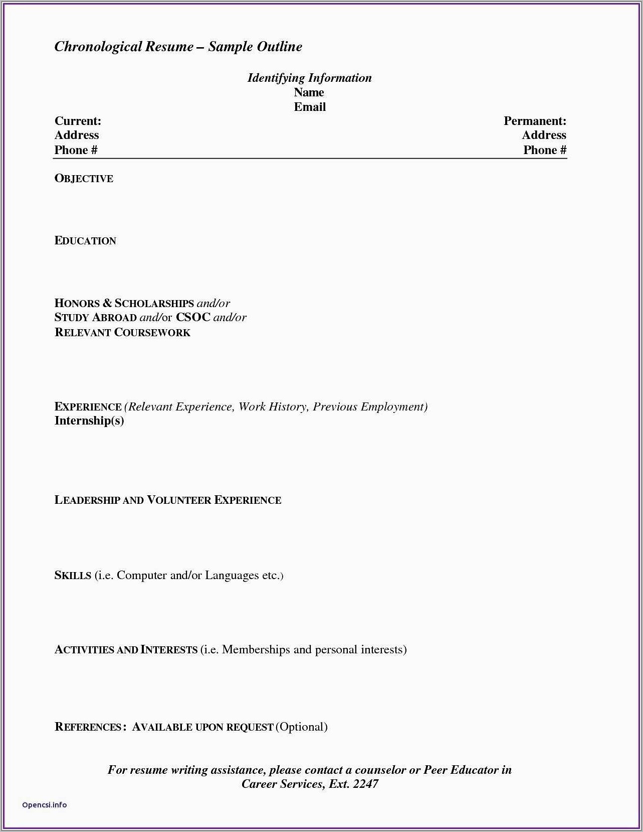 Download Blank Cv Format For Freshers
